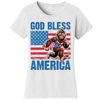 Bigfoot Holding Firework God Bless America Women's T-Shirt