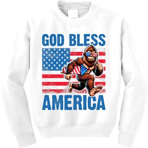 Bigfoot Holding Firework God Bless America Kids Sweatshirt