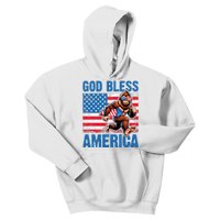 Bigfoot Holding Firework God Bless America Kids Hoodie