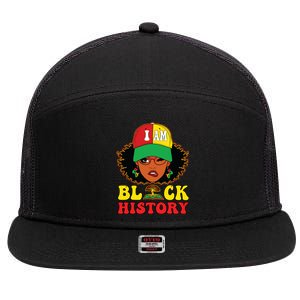 Black History For Women I Am Black History Month 7 Panel Mesh Trucker Snapback Hat