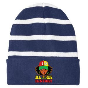 Black History For Women I Am Black History Month Striped Beanie with Solid Band