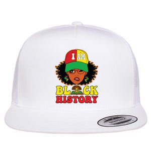 Black History For Women I Am Black History Month Flat Bill Trucker Hat