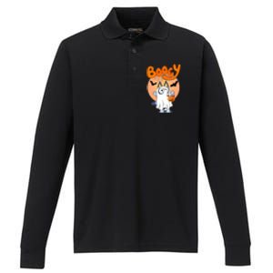 Booey Halloween Funny Spooky Season Performance Long Sleeve Polo