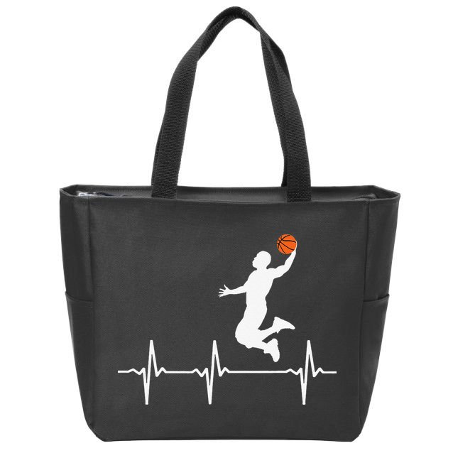 Basketball Heartbeat funny mother's day Zip Tote Bag