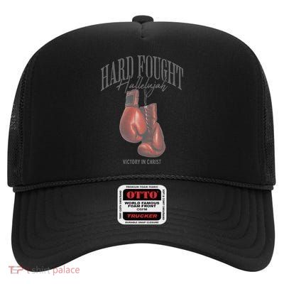 Brandon Hard Fought Hallelujah Praise Jesus Lake Merch High Crown Mesh Back Trucker Hat