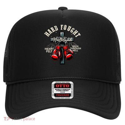 Brandon Hard Fought Hallelujah Praise Jesus High Crown Mesh Back Trucker Hat