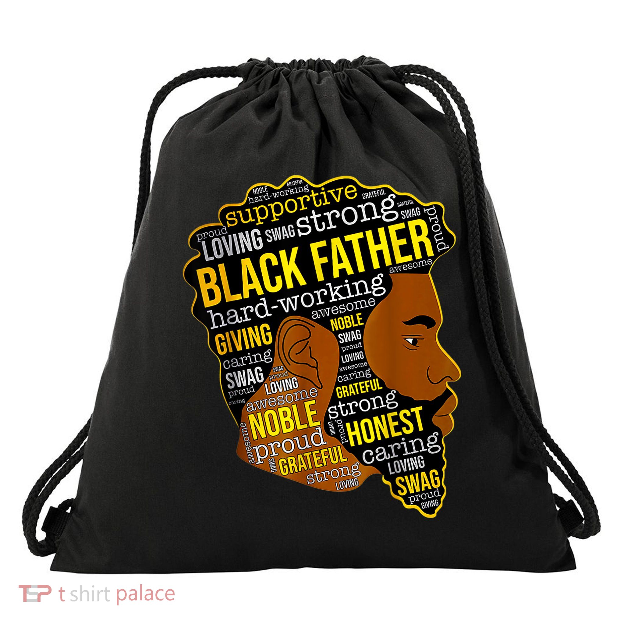 Best Happy Father’s Day Black Father King Afro African Man Drawstring Bag