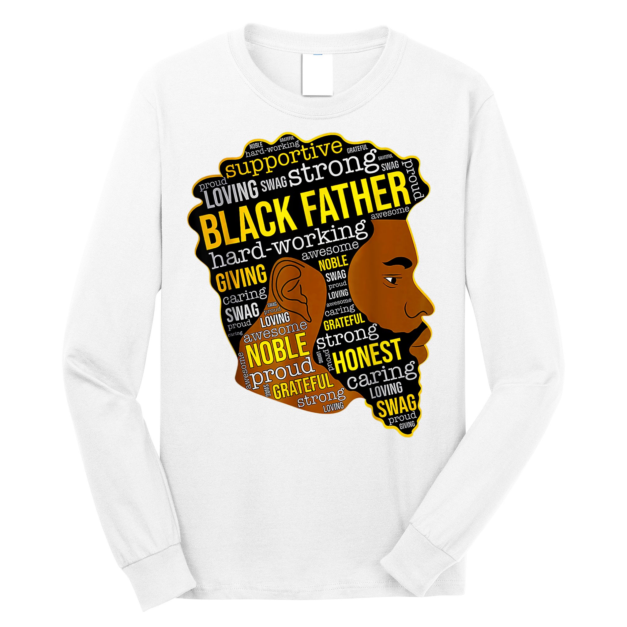 Best Happy Father’s Day Black Father King Afro African Man Long Sleeve Shirt