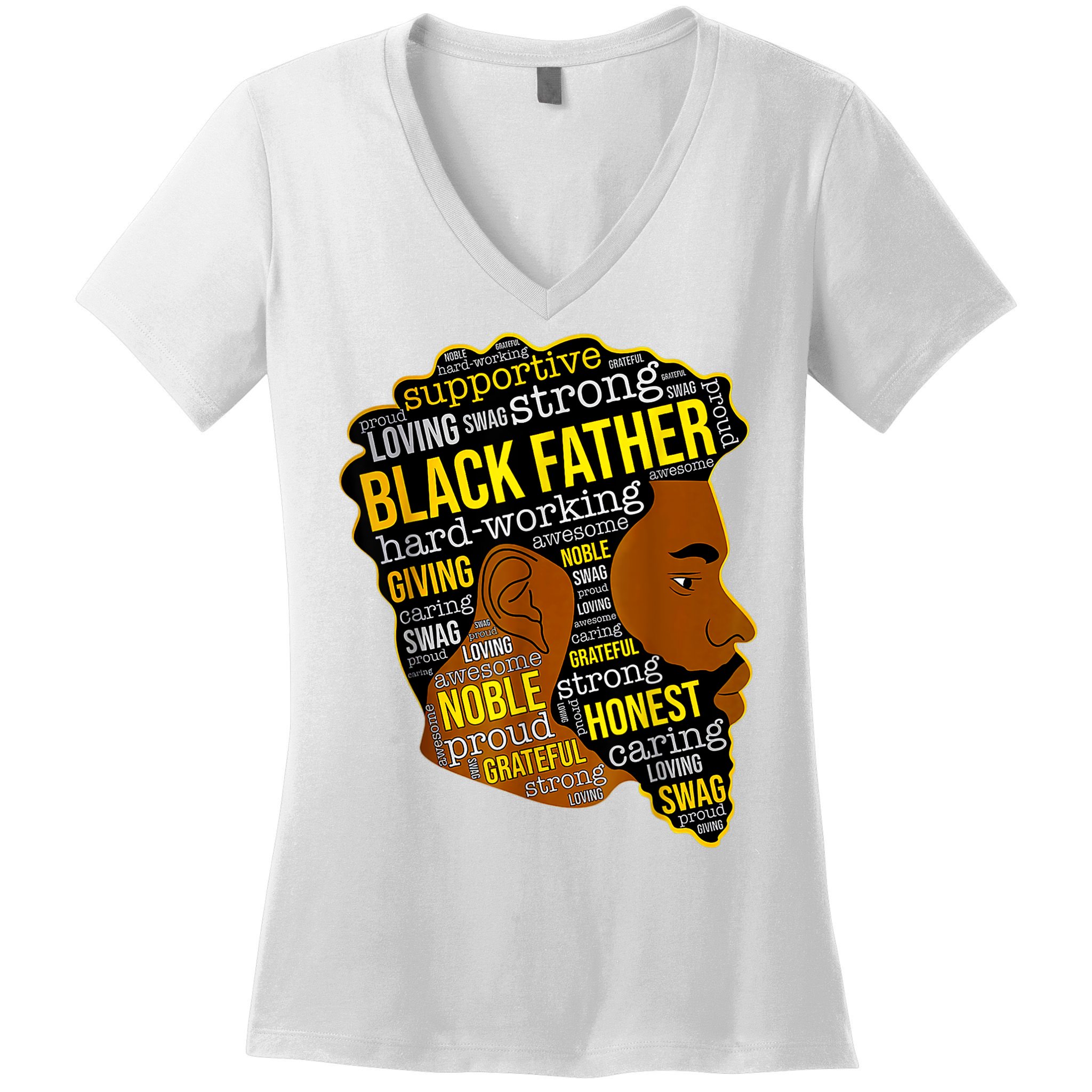 Best Happy Father’s Day Black Father King Afro African Man Women's V-Neck T-Shirt