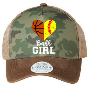 Ball Heart Funny Softball Basketball Gift Legacy Tie Dye Trucker Hat