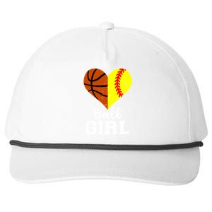 Ball Heart Funny Softball Basketball Gift Snapback Five-Panel Rope Hat