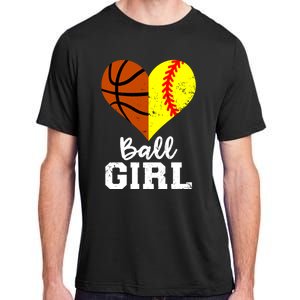 Ball Heart Funny Softball Basketball Gift Adult ChromaSoft Performance T-Shirt