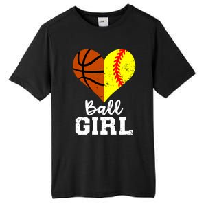 Ball Heart Funny Softball Basketball Gift Tall Fusion ChromaSoft Performance T-Shirt