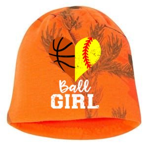 Ball Heart Funny Softball Basketball Gift Kati - Camo Knit Beanie