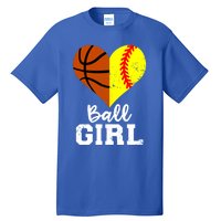 Ball Heart Funny Softball Basketball Gift Tall T-Shirt