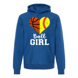 Ball Heart Funny Softball Basketball Gift Premium Hoodie