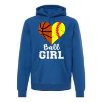 Ball Heart Funny Softball Basketball Gift Premium Hoodie