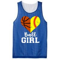 Ball Heart Funny Softball Basketball Gift Mesh Reversible Basketball Jersey Tank