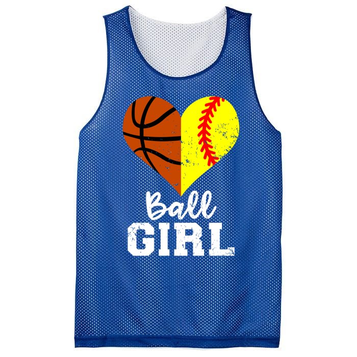 Ball Heart Funny Softball Basketball Gift Mesh Reversible Basketball Jersey Tank