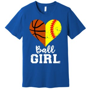 Ball Heart Funny Softball Basketball Gift Premium T-Shirt