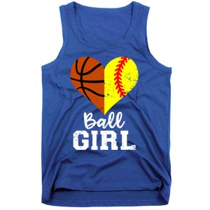 Ball Heart Funny Softball Basketball Gift Tank Top