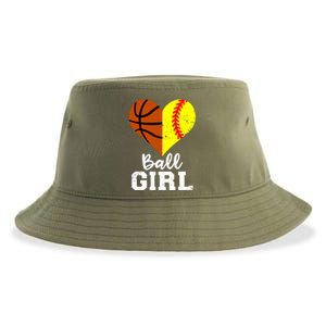 Ball Heart Funny Softball Basketball Gift Sustainable Bucket Hat