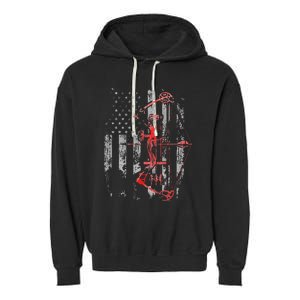 Bow Hunting Flag Archery Garment-Dyed Fleece Hoodie