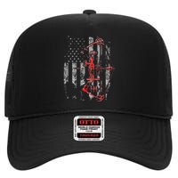 Bow Hunting Flag Archery High Crown Mesh Back Trucker Hat