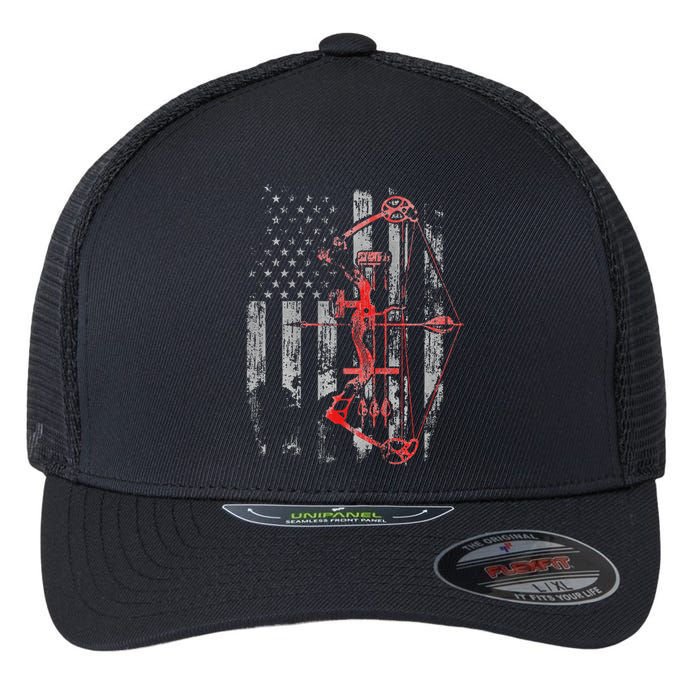 Bow Hunting Flag Archery Flexfit Unipanel Trucker Cap