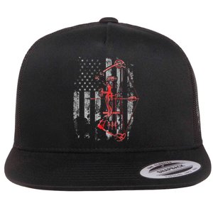 Bow Hunting Flag Archery Flat Bill Trucker Hat