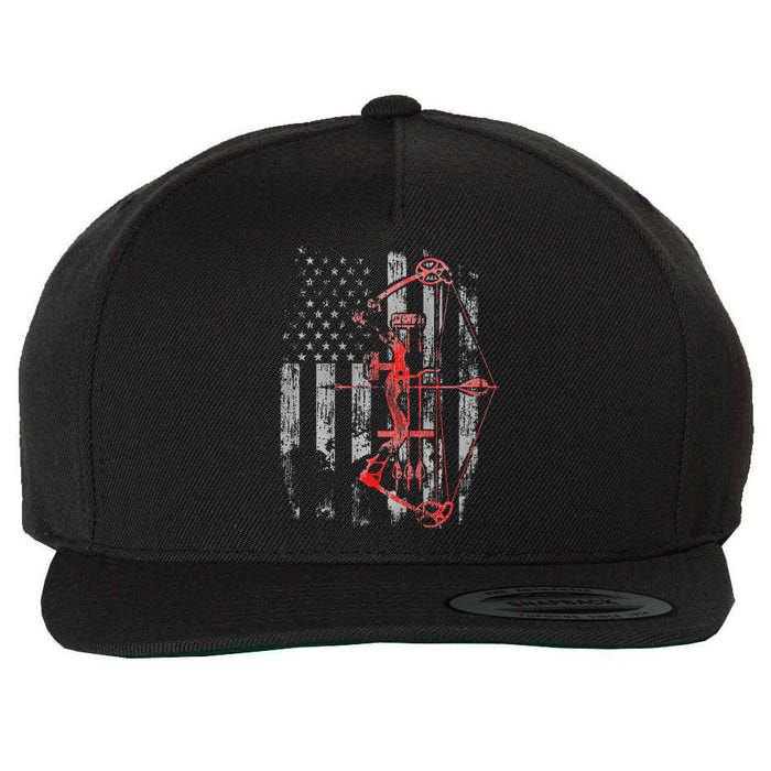 Bow Hunting Flag Archery Wool Snapback Cap