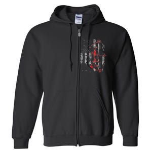 Bow Hunting Flag Archery Full Zip Hoodie