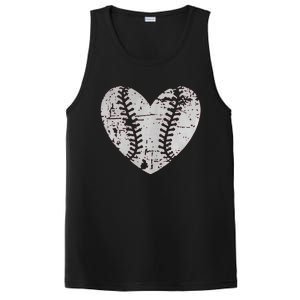 Baseball Heart Father Day Cute Mom Dad Men Women Softball PosiCharge Competitor Tank