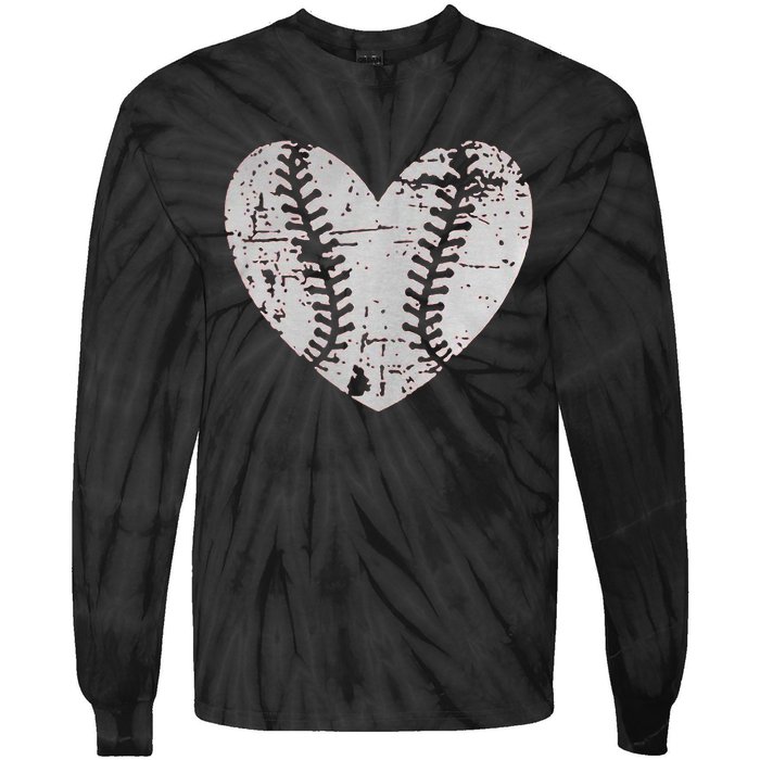 Baseball Heart Father Day Cute Mom Dad Men Women Softball Tie-Dye Long Sleeve Shirt