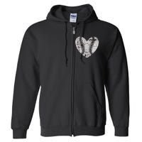 Baseball Heart Father Day Cute Mom Dad Men Women Softball Full Zip Hoodie