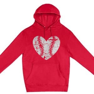 Baseball Heart Father Day Cute Mom Dad Men Women Softball Premium Pullover Hoodie