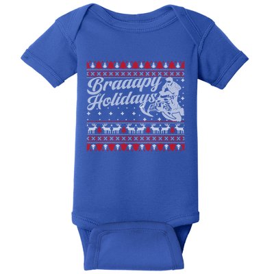 Braapy Holidays Funny Sled Snowmobile Braap Ugly Christmas Funny Gift Baby Bodysuit