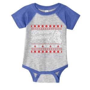 Braapy Holidays Funny Sled Snowmobile Braap Ugly Christmas Funny Gift Infant Baby Jersey Bodysuit