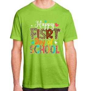 Bleached Happy First Day Of School Teacher Leopard Stundent Adult ChromaSoft Performance T-Shirt