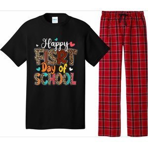 Bleached Happy First Day Of School Teacher Leopard Stundent Pajama Set