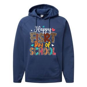 Bleached Happy First Day Of School Teacher Leopard Stundent Performance Fleece Hoodie