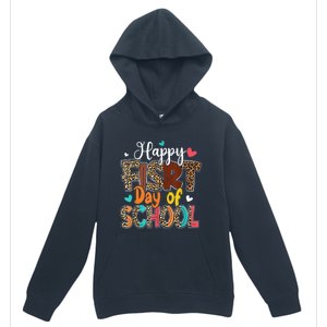 Bleached Happy First Day Of School Teacher Leopard Stundent Urban Pullover Hoodie