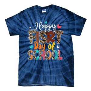 Bleached Happy First Day Of School Teacher Leopard Stundent Tie-Dye T-Shirt