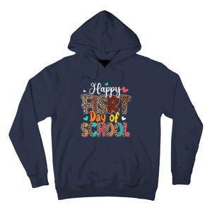 Bleached Happy First Day Of School Teacher Leopard Stundent Tall Hoodie