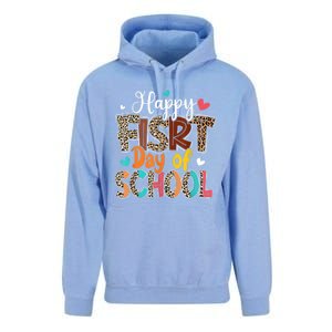 Bleached Happy First Day Of School Teacher Leopard Stundent Unisex Surf Hoodie