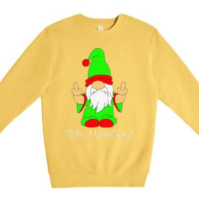 Bah Humbug Funny Grumpy Christmas Scrooge Gnome Premium Crewneck Sweatshirt