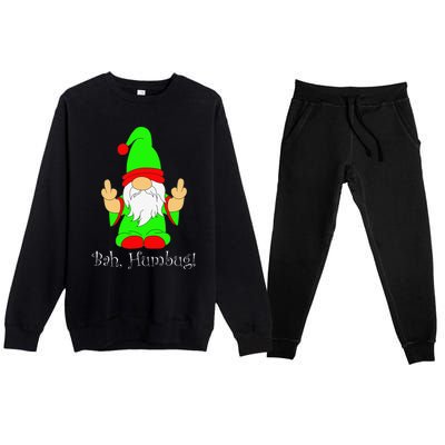 Bah Humbug Funny Grumpy Christmas Scrooge Gnome Premium Crewneck Sweatsuit Set