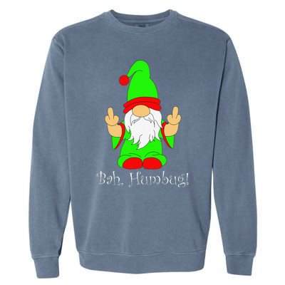 Bah Humbug Funny Grumpy Christmas Scrooge Gnome Garment-Dyed Sweatshirt