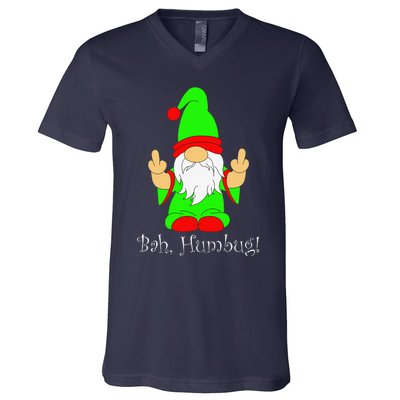 Bah Humbug Funny Grumpy Christmas Scrooge Gnome V-Neck T-Shirt