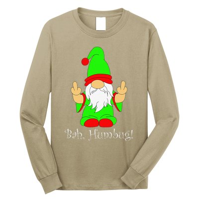 Bah Humbug Funny Grumpy Christmas Scrooge Gnome Long Sleeve Shirt